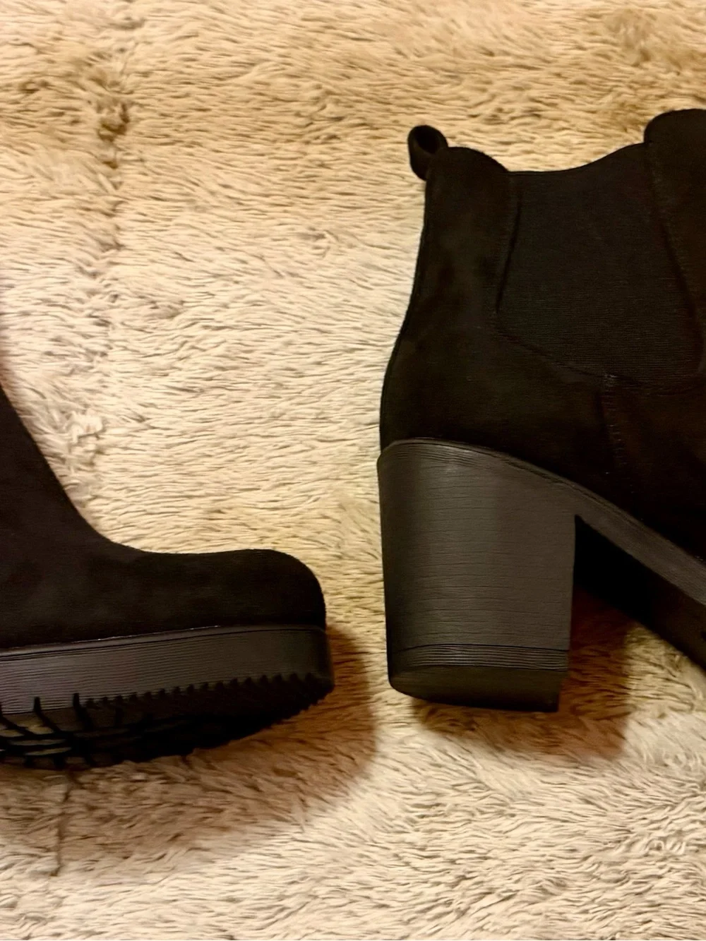 Dream Pairs Black Suede Block Heel Ankle Booties
